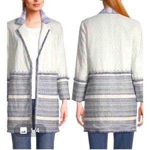 Chico's Open Front Jacket Embellished Long Sleeve Eyelet Lace